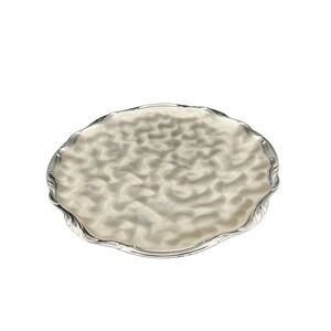 Vintage Ikora Silver Plated Round Serving Tray Ornate Scalloped Edge‎ 12" As Is